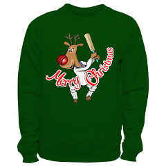 Reindeer Cricket Sweatshirt - Bottle Green