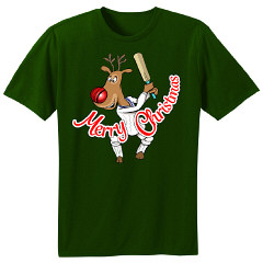 Reindeer Cricket T-Shirt - Bottle Green