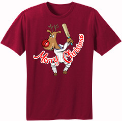 Reindeer Cricket T-Shirt - Maroon