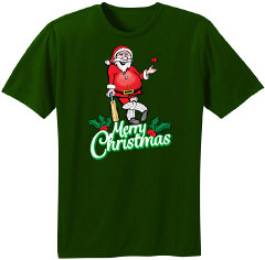 Santa Cricket T-Shirt - Bottle Green