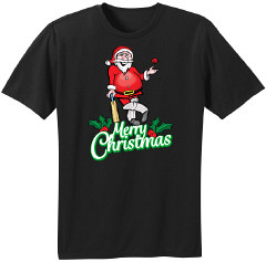 Santa Cricket T-Shirt - Black