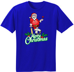 Santa Cricket T-Shirt - Royal Blue