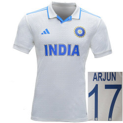 India adidas 2023 Personalised Test Cricket Shirt - Snr