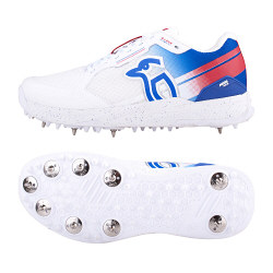 Kookaburra KC 1.0 White/Blue/Red Spike Cricket Shoes 2024 SNR