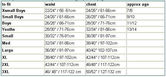 Cricket Batting Gloves Size Chart