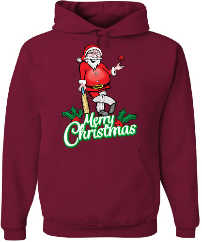 Santa Novelty Cricket Hoody Maroon